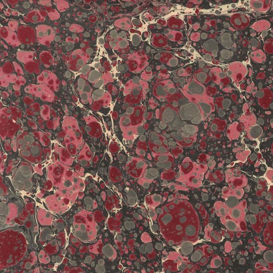 Hand Marbled Paper Stone Marble Pattern in Burgundy and Rose Pink ~ Berretti Marbled Arts